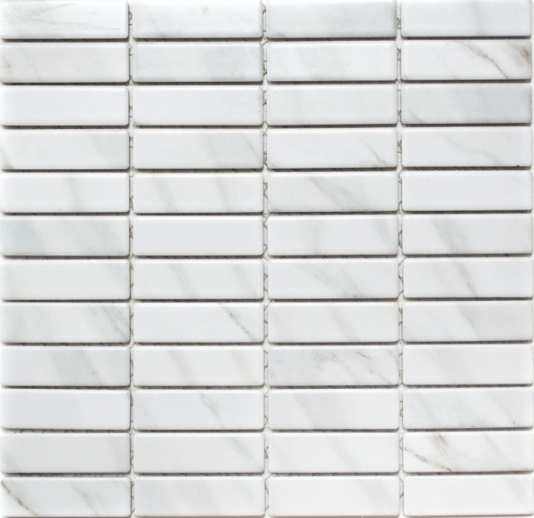 Muestra de mano mosaico azulejo cerámica varillas aspecto piedra blanco azulejo backsplash cocina MOS24-STSO01_m