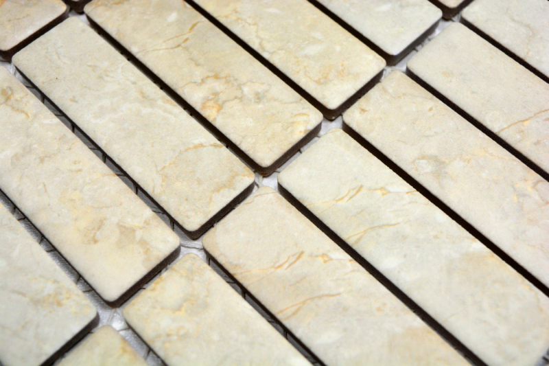 Mosaico de azulejos de cerámica barras de piedra mirada luz beige azulejos backsplash cocina MOS24-STSO45_f | 10 esteras de mosaico