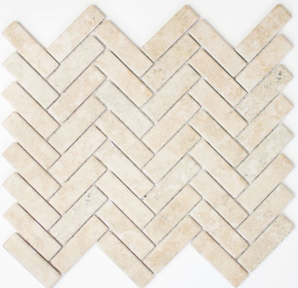 Muestra de mano mosaico azulejo cerámica espiga efecto piedra beige claro azulejo backsplash cocina MOS24-SO54_m