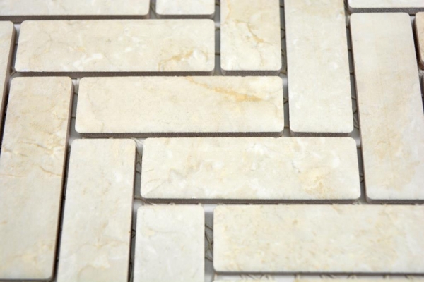 Mosaico de azulejos de cerámica en espiga aspecto de piedra de color beige claro azulejos backsplash cocina MOS24-SO54_f | 10 esteras de mosaico