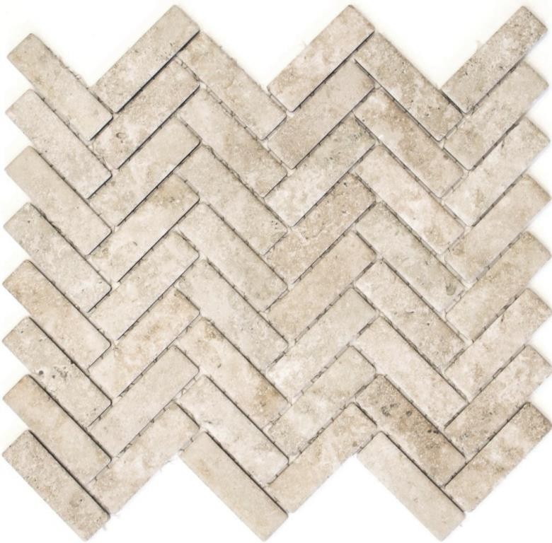 Espiga mosaico de azulejos de cerámica efecto piedra beige azulejos backsplash cocina MOS24-SO76