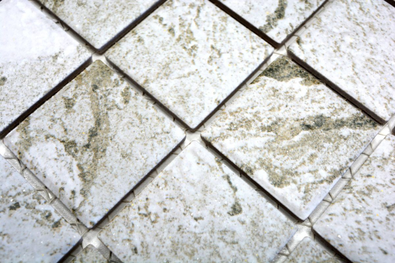 Muestra de mano mosaico azulejo aspecto piedra natural gris beige estructura azulejo backsplash MOS16-HWA4LG_m