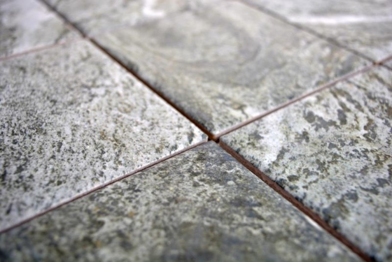Muestra de mano mosaico azulejo cerámica efecto piedra estructura gris azulejo backsplash cocina MOS22-HWA9GY_m