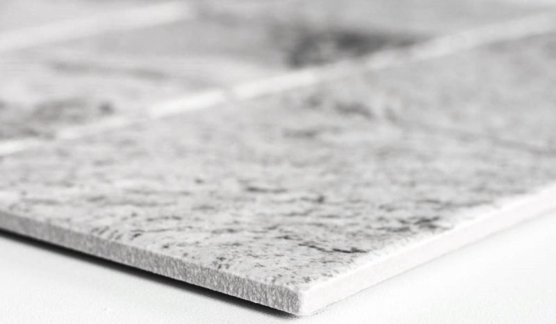 Muestra de mano mosaico azulejo cerámica efecto piedra estructura gris claro azulejo backsplash cocina MOS22-HWA9LG_m