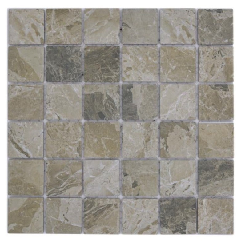 Azulejo de mosaico de cerámica de piedra natural mirada beige arena marrón estructura azulejo backsplash MOS16-AISO89