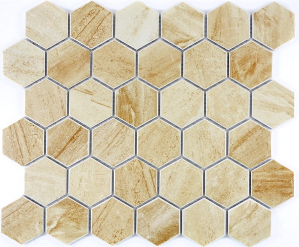 Muestra de mano mosaico azulejo cerámica hexágono travertino beige mate azulejo backsplash cocina MOS11G-1202_m