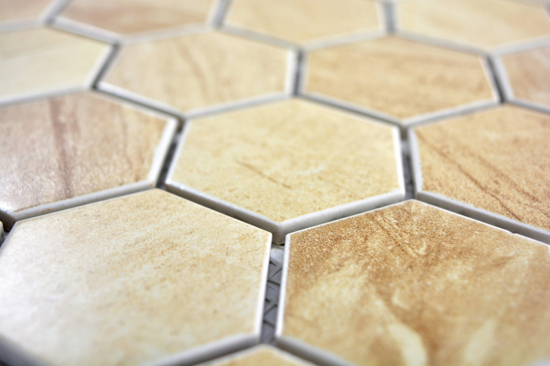 Muestra de mano mosaico azulejo cerámica hexágono travertino beige mate azulejo backsplash cocina MOS11G-1202_m