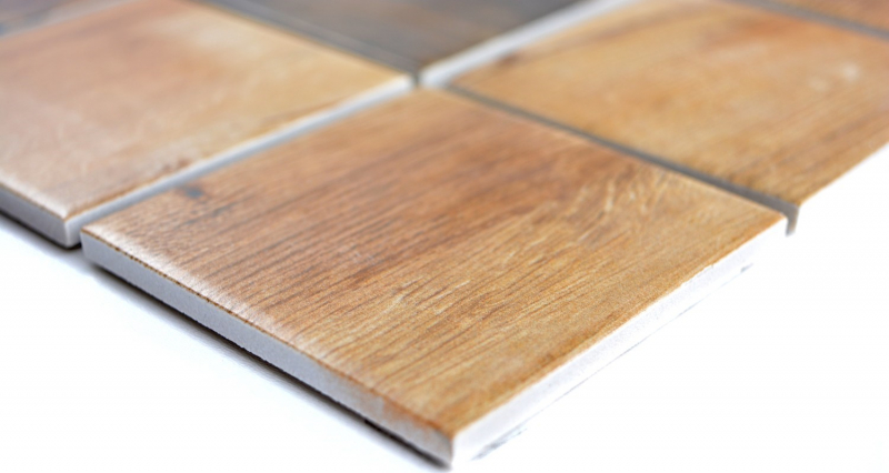 Muestra de mano Vintage Wood mosaico azulejo cerámica marrón efecto madera azulejo backsplash MOS16-2004_m