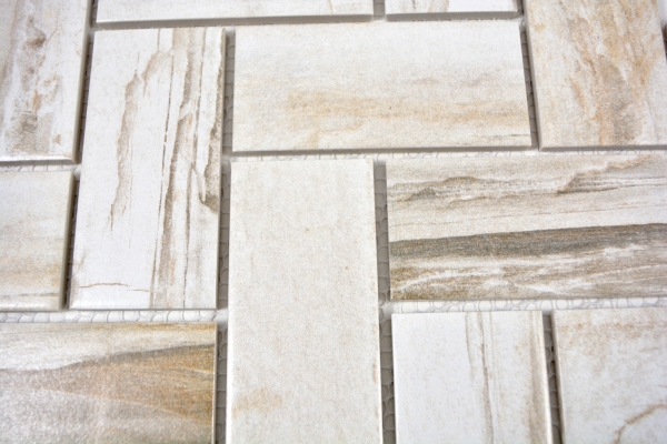 Herringbone mosaico de azulejos de cerámica crema beige aspecto madera luz azulejos backsplash cocina MOS24-2002