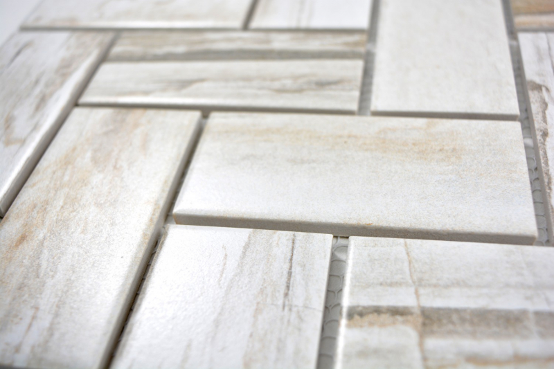 Herringbone mosaico de azulejos de cerámica crema beige aspecto madera luz azulejos backsplash cocina MOS24-2002