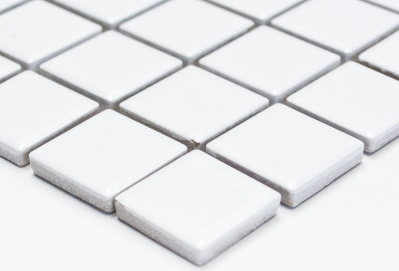 Muestra de mano mosaico azulejo cerámica BLANCO GLOSSY pared azulejo backsplash cocina ducha MOS18-0102_m