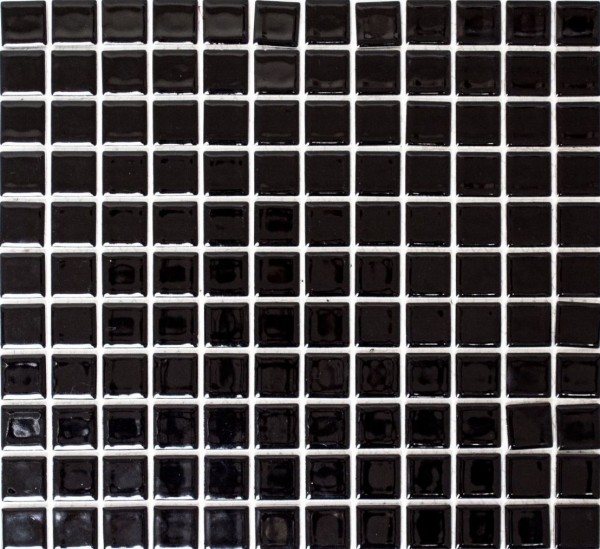 Muestra de mano mosaico azulejo cerámica NEGRO GLOSSY pared azulejo backsplash cocina MOS18-0302_m