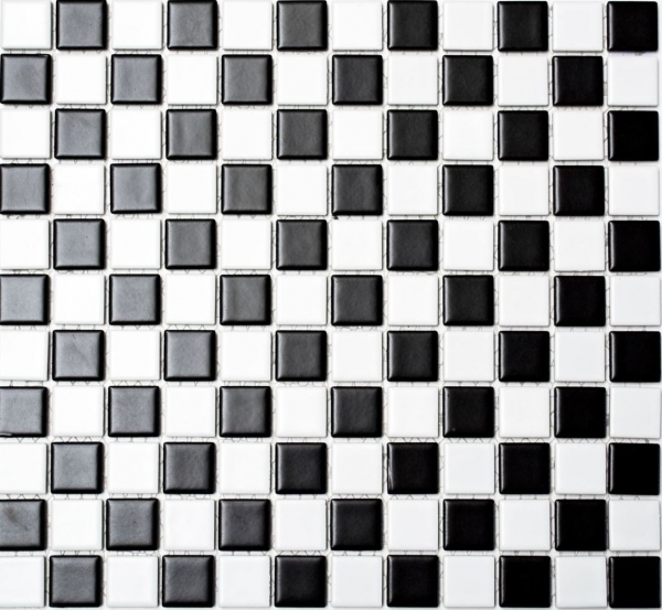 Muestra de mano mosaico azulejo de cerámica tablero de ajedrez negro blanco mate backsplash MOS18-0305_m