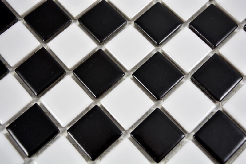 Mosaico de cerámica tablero de ajedrez negro blanco mate mosaico azulejo backsplash MOS18-0305