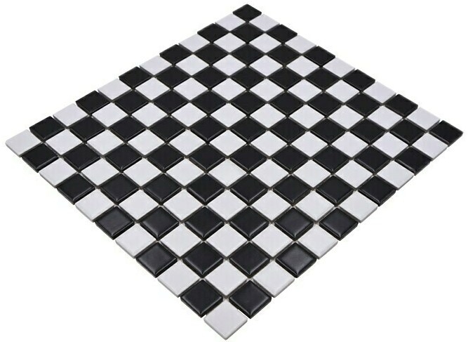 Mosaico de cerámica tablero de ajedrez negro blanco mate mosaico azulejo backsplash MOS18-0305