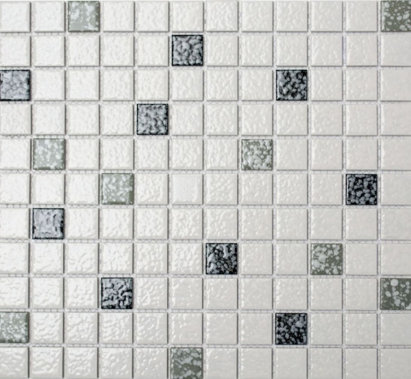 Muestra de mano mosaico azulejo de cerámica mosaico blanco negro gris estructura suelo baño MOS18-0307_m