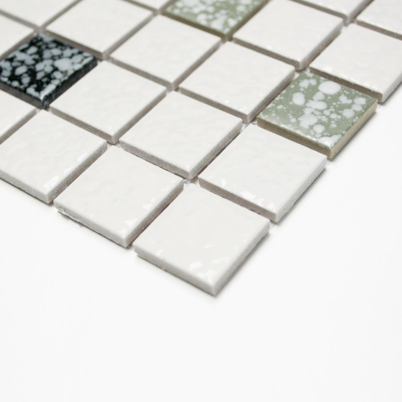 Muestra de mano mosaico azulejo de cerámica mosaico blanco negro gris estructura suelo baño MOS18-0307_m