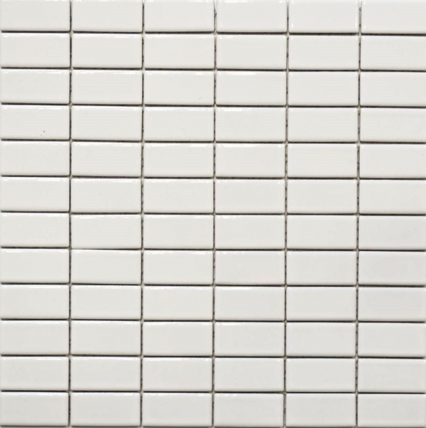 Mosaico de azulejos de cerámica varillas blanco brillante azulejo backsplash cocina MOS24B-0101_f