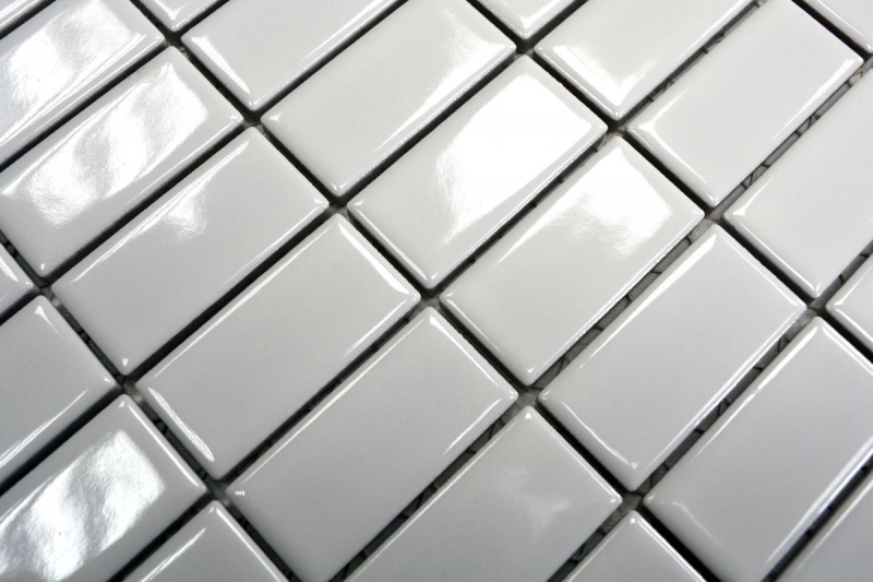 Mosaico de azulejos de cerámica varillas blanco brillante azulejo backsplash cocina MOS24B-0101_f