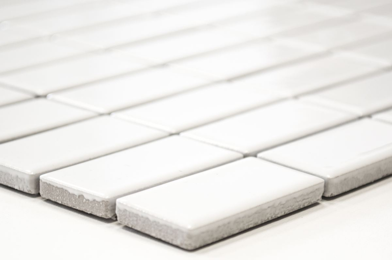 Mosaico de azulejos de cerámica varillas blanco brillante azulejo backsplash cocina MOS24B-0101_f