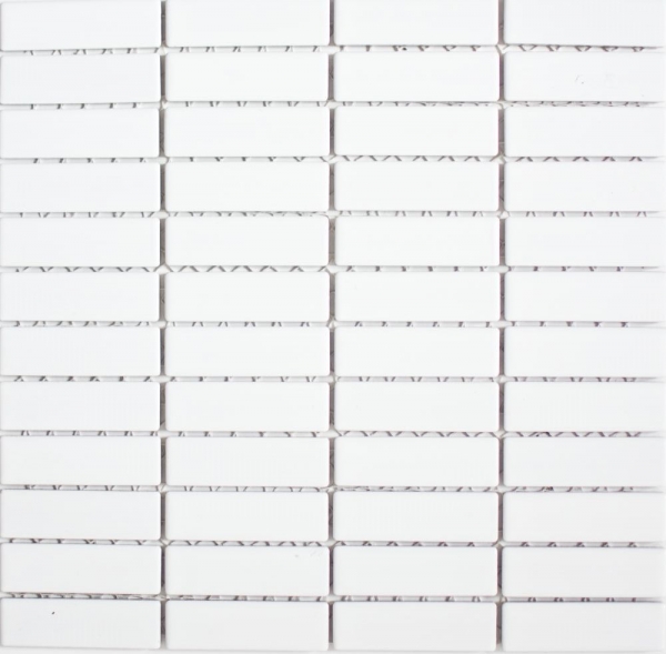 Muestra de mano mosaico azulejo cerámica varillas blanco brillante azulejo backsplash cocina MOS24-0102_m