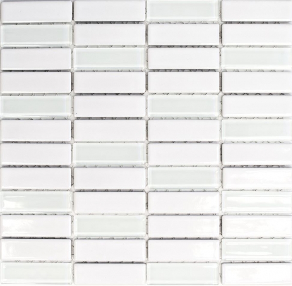 Mosaico de azulejos de cerámica varillas de vidrio blanco brillante MOS24-ST315_f
