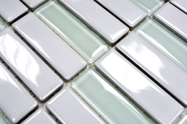 Mosaico de azulejos de cerámica varillas de vidrio blanco brillante MOS24-ST315_f