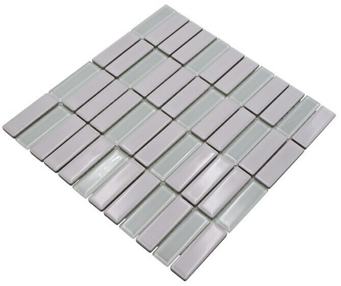Stick mosaico de azulejos de cerámica de vidrio blanco menta brillante cristal azulejo backsplash MOS24-ST315