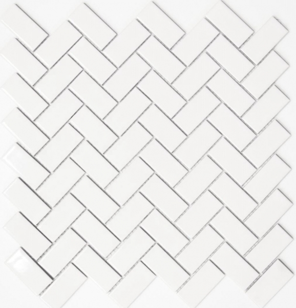 Muestra de mano mosaico azulejo cerámica espiga blanco brillante cocina azulejo pared azulejo MOS24-CHB5WG_m