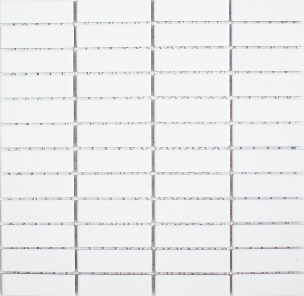 Mosaico de varilla cerámica blanco mate revestimiento bañera MOS24-0111