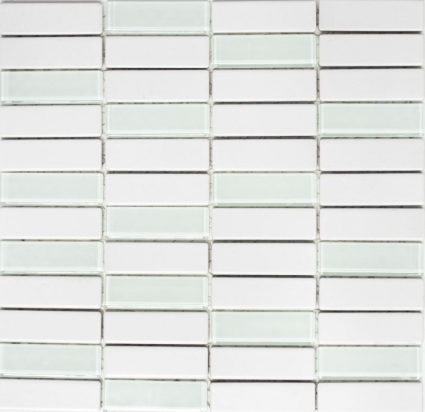 Mosaico de azulejos de cerámica varillas de vidrio blanco mate revestimiento de bañera MOS24-ST325_f