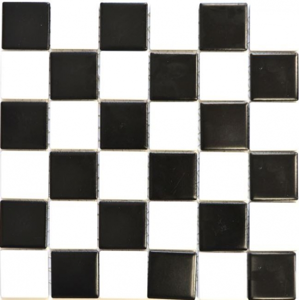 Azulejo de mosaico de cerámica blanco negro mate tablero de ajedrez backsplash MOS16-CD202
