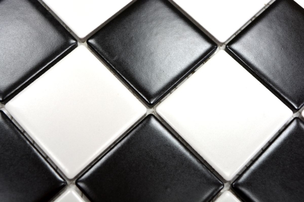 Azulejo de mosaico de cerámica blanco negro mate tablero de ajedrez backsplash MOS16-CD202