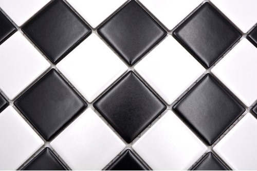 Azulejo de mosaico de cerámica blanco negro mate tablero de ajedrez backsplash MOS16-CD202