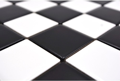 Azulejo de mosaico de cerámica blanco negro mate tablero de ajedrez backsplash MOS16-CD202