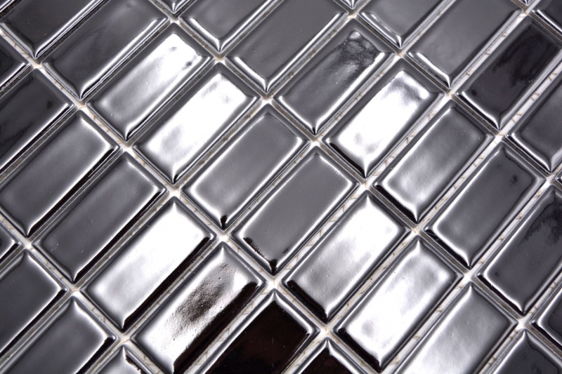 Mosaico de varilla cerámica negro brillante revestimiento de bañera MOS24B-0301