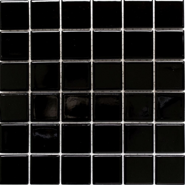 Muestra de mano mosaico azulejo cerámica negro brillante azulejo backsplash cocina splashback MOS16B-0301_m