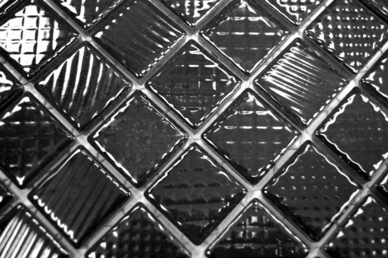 Muestrario de mano azulejo mosaico BLACK GLOSSY STRUCTURE Revestimiento de cocina MOS18-CG123_m