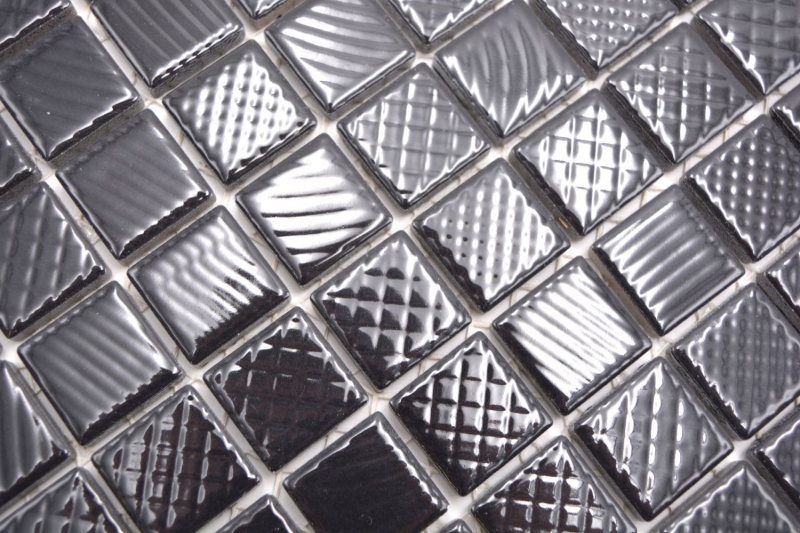 Mosaico de cerámica azulejos de mosaico NEGRO GLOSSY ESTRUCTURA cocina splashback MOS18-CG123