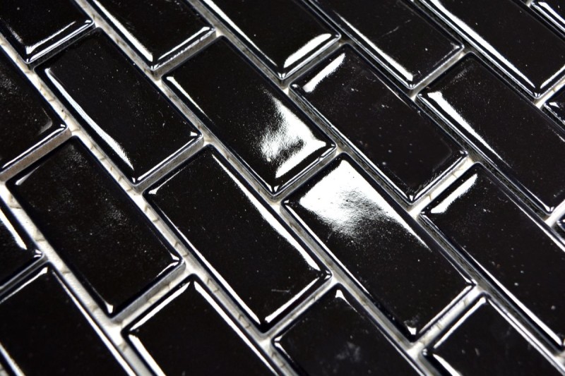 Composite mosaico ladrillo resbalones ladrillo cerámico negro brillante cocina splashback MOS24-4BG