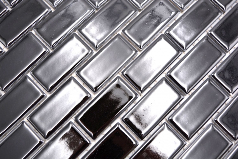 Composite mosaico ladrillo resbalones ladrillo cerámico negro brillante cocina splashback MOS24-4BG