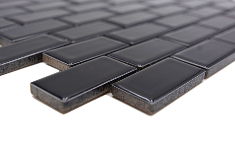 Composite mosaico ladrillo resbalones ladrillo cerámico negro brillante cocina splashback MOS24-4BG