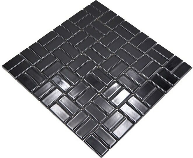 Molino de viento azulejo de mosaico de cerámica negro brillante WC baño azulejo backsplash pared de la cocina - MOS24-CWM8BG