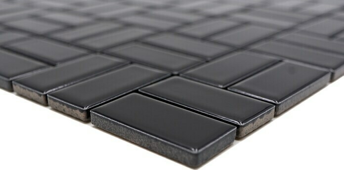 Molino de viento azulejo de mosaico de cerámica negro brillante WC baño azulejo backsplash pared de la cocina - MOS24-CWM8BG