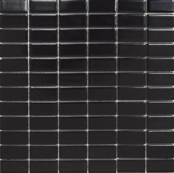 Muestra de mano mosaico azulejo cerámica varillas negro mate azulejo WC azulejo de baño MOS24B-0311_m