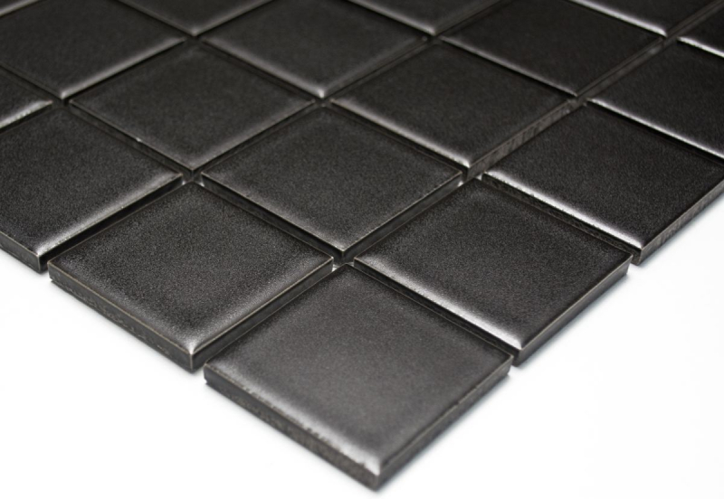 Muestra de mano mosaico azulejo cerámica negro mate azulejo backsplash cocina MOS16-0311_m