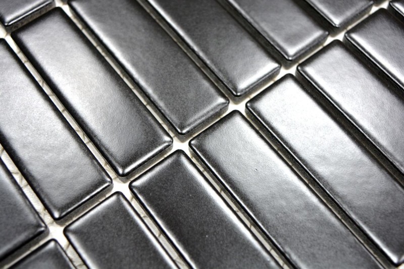 Rod mosaico de azulejos de cerámica negro mate mosaico pared cocina splashback MOS24-0311