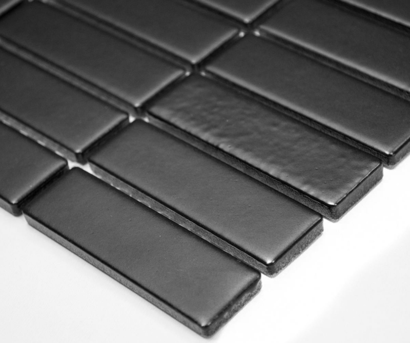 Mosaico de azulejos de cerámica varillas negro mate mosaico pared cocina splashback MOS24-0311_f