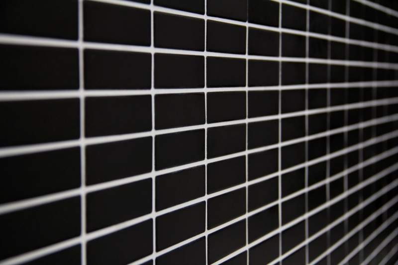 Rod mosaico de azulejos de cerámica negro mate mosaico pared cocina splashback MOS24-0311