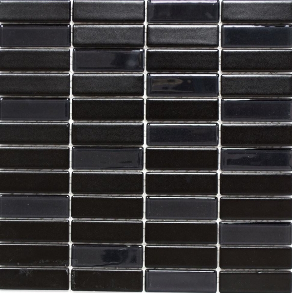 Vara mosaico azulejo de cerámica negro mate vidrio pared revestimiento cocina azulejo MOS24-ST365